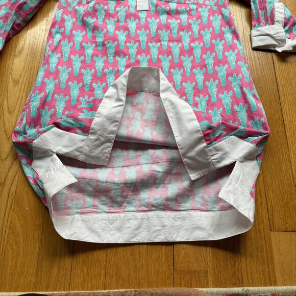 Tizzie Size XS Pink Aqua Zebra Print Split Neck Collar Cotton Blend Tunic Dress - Picture 7 of 15